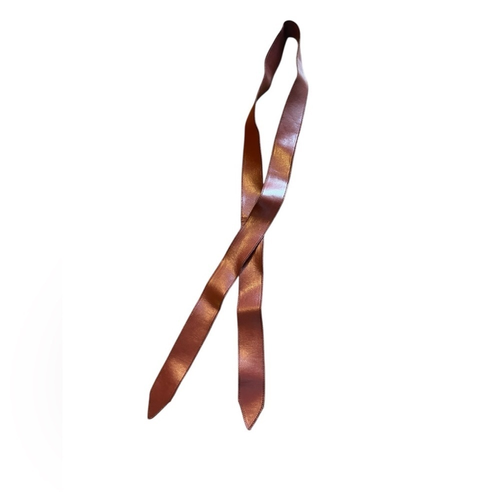 Elegant Brown Burgundy Leather Tie Belt